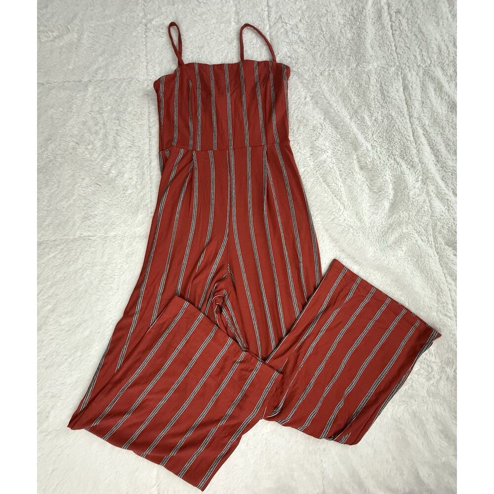 Bershka Women’s Playsuit Romper Red Striped Size Small